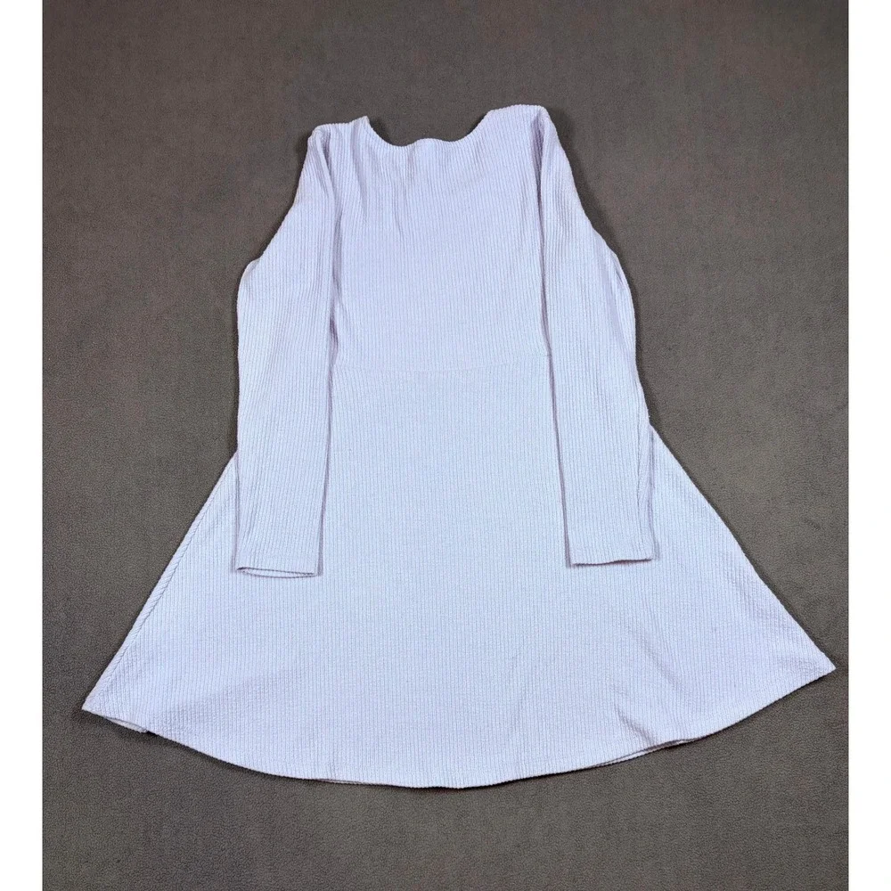 Old Navy Skater Dress Girls Large 10-12 Lavender Ribbed Long Sleeve Casual